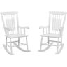 Outsunny Porch Rockers Set of 2 White Poplar Wood Outdoor Rocking Chair