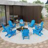 WESTIN OUTDOOR Addison Pacific Blue 8-Piece Plastic Folding Adirondack Patio Conversation Set