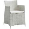 MODWAY Junction Wicker Outdoor Patio Dining Chair in Gray with White Cushions