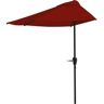 Pure 9 ft. Steel Outdoor Half Round Patio Umbrella with Easy Crank Lift in Red