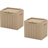 Patiowell 32 Gal. Wood-Grain Deck Box with Seat, Outdoor Lockable Storage Box for Patio Furniture in Light Brown (2-Pack)