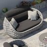 Homary Tatta 2-Seater Rope Woven Patio Loveseat with Removable Cushions