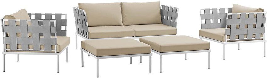 Modway Harmony 5-Piece Outdoor Patio Sectional Sofa Set White NoSize