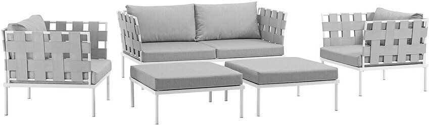 Modway Harmony 5-Piece Outdoor Patio Sectional Sofa Set White NoSize