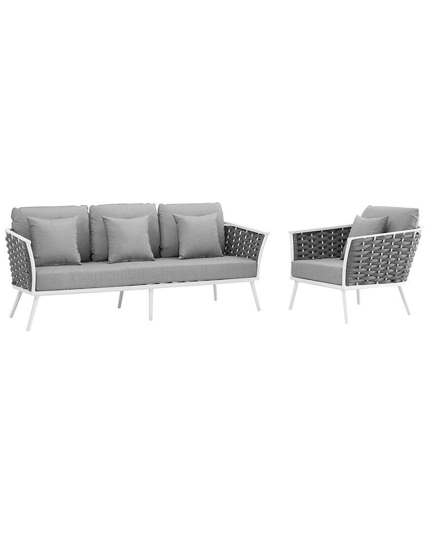 Modway Stance 2-Piece Outdoor Patio Sectional Sofa Set White NoSize