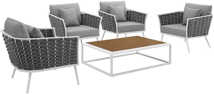 Modway Stance 5-Piece Outdoor Patio Sectional Sofa Set White NoSize