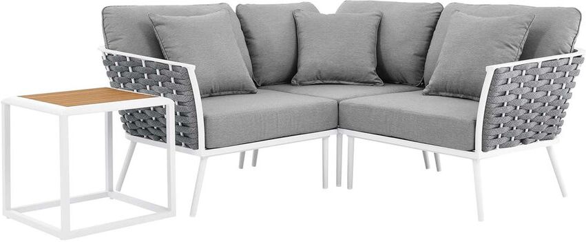 Modway Stance 4-Piece Outdoor Patio Sectional Sofa Set White NoSize