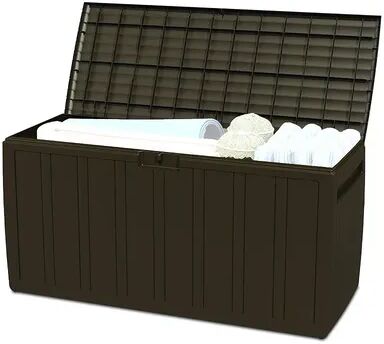 Ram Quality Products Outdoor Backyard Patio Storage Deck Box, 71 Gallon, Brown