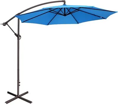 Fleming Supply Offset Blue Swivel Patio Umbrella