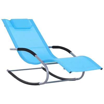 Outsunny Zero Gravity Chaise Rocker Patio Lounge Chairs with Recliner w/ Detachable Pillow and Durable Weather Fighting Fabric Blue