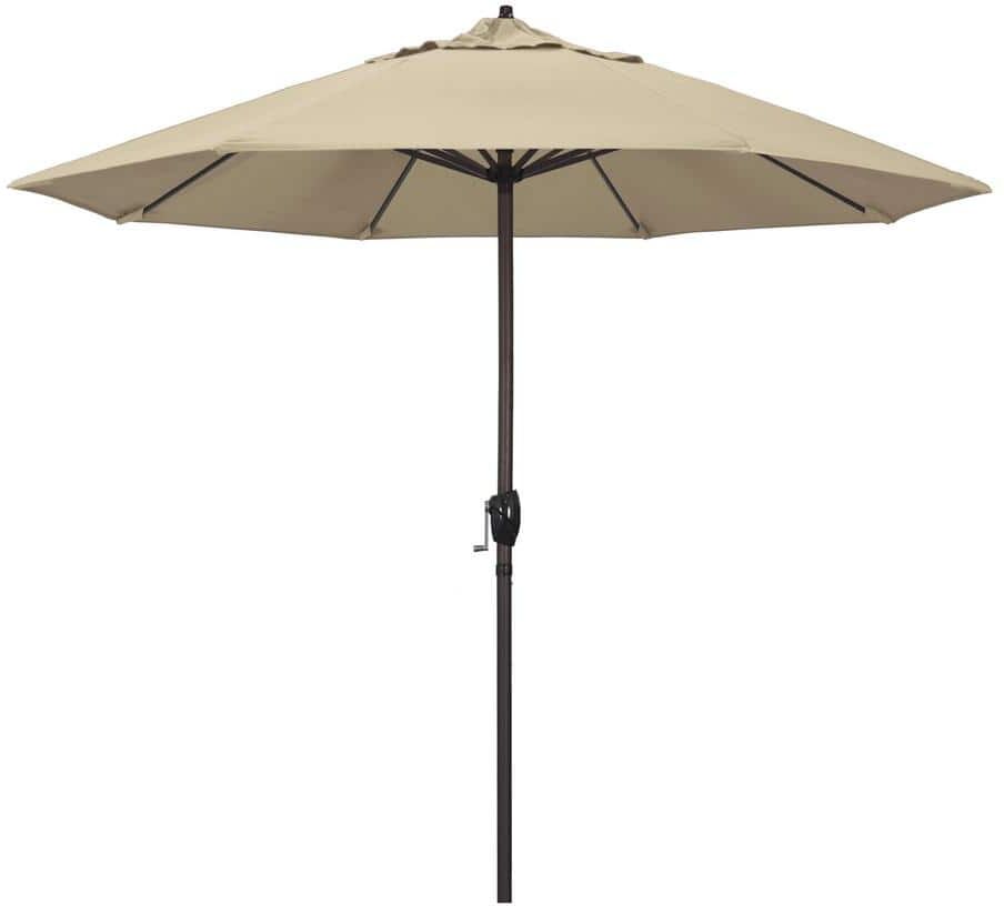 California Umbrella 9 ft. Aluminum Market Auto Tilt Crank Lift Bronze Patio Umbrella in Antique Beige Pacifica