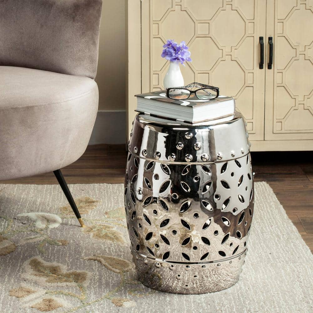 SAFAVIEH Lattice Coin Silver Garden Stool