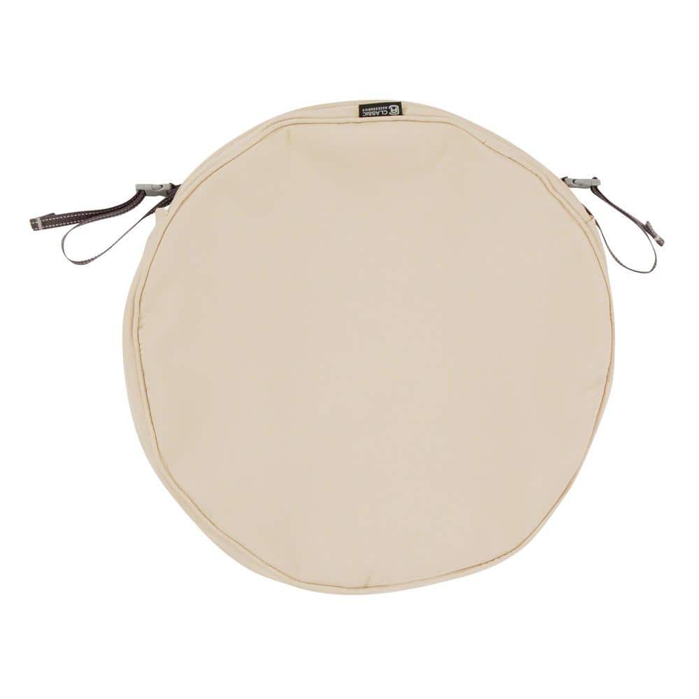 Classic Accessories Montlake Fade Safe Antique Beige 15 in. Round Outdoor Seat Cushion Cover