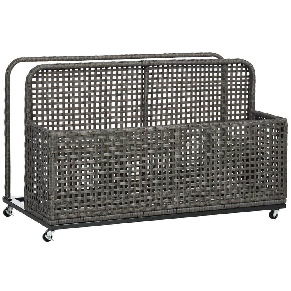 Outsunny 30 Gal. Light Grey Rattan Deck Box