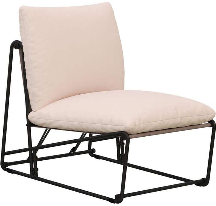 TWT Black Metal Outdoor Lounge Chair Outdoor Couches with Beige back Cushion And Seat Cushion