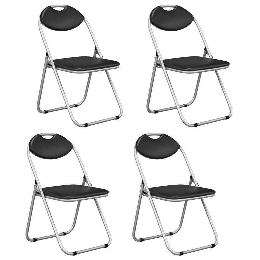 Costway Black U Shape Folding Chairs Furniture Home Outdoor Picnic Portable (Set of 4)