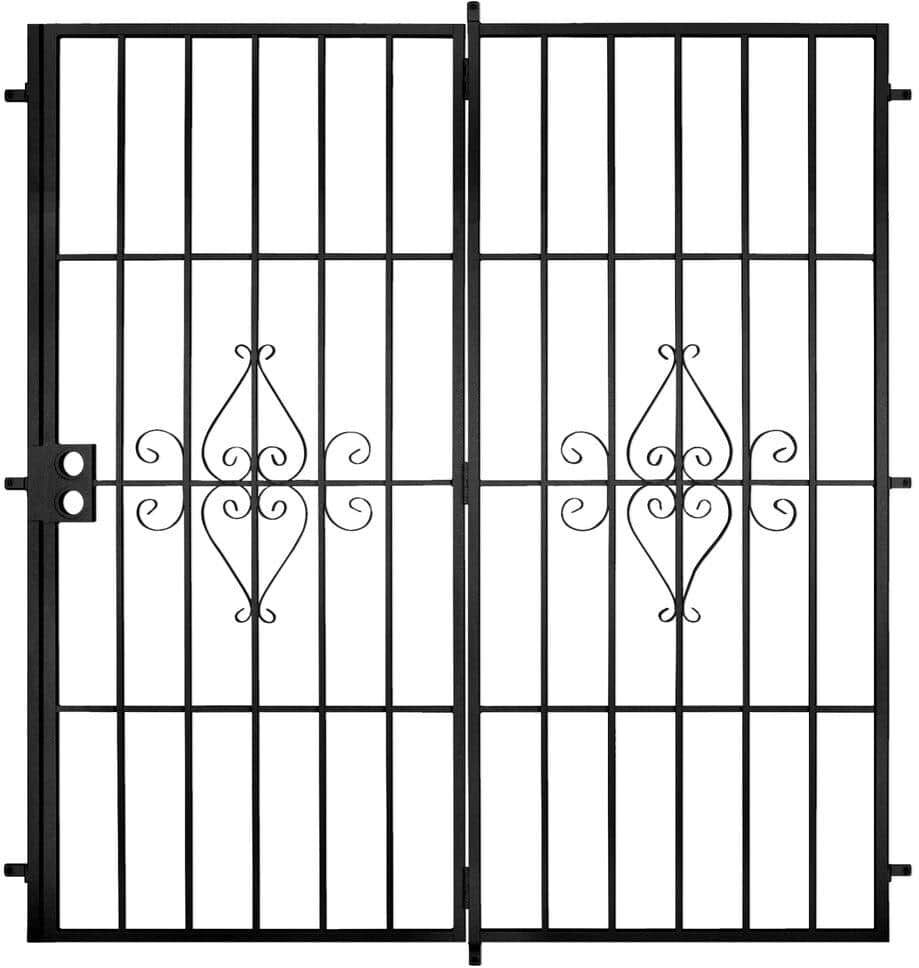 Unique Su Casa 60 in. x 80 in. Black Projection Mount Outswing Steel Patio Security Door with No Screen