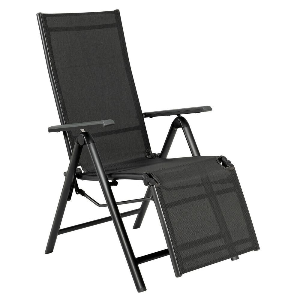ANGELES HOME 1-Piece Outdoor Folding Lounge Recliner Chair with 7 Adjustable Backrest and Footrest Positions