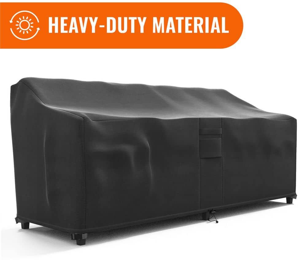 KHOMO GEAR Small Black Love Seat Weatherproof Outdoor Patio Sofa Protector Cover