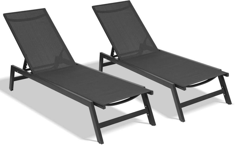 Movisa Outdoor 5-Position Adjustable Chaise Lounge Chairs (Set of 2)