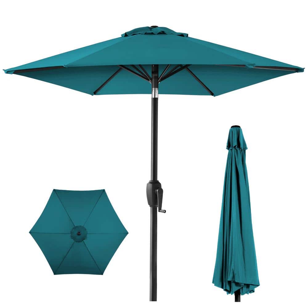 Best Choice Products 7.5 ft. Heavy-Duty Outdoor Market Patio Umbrella with Push Button Tilt, Easy Crank Lift in Cerulean