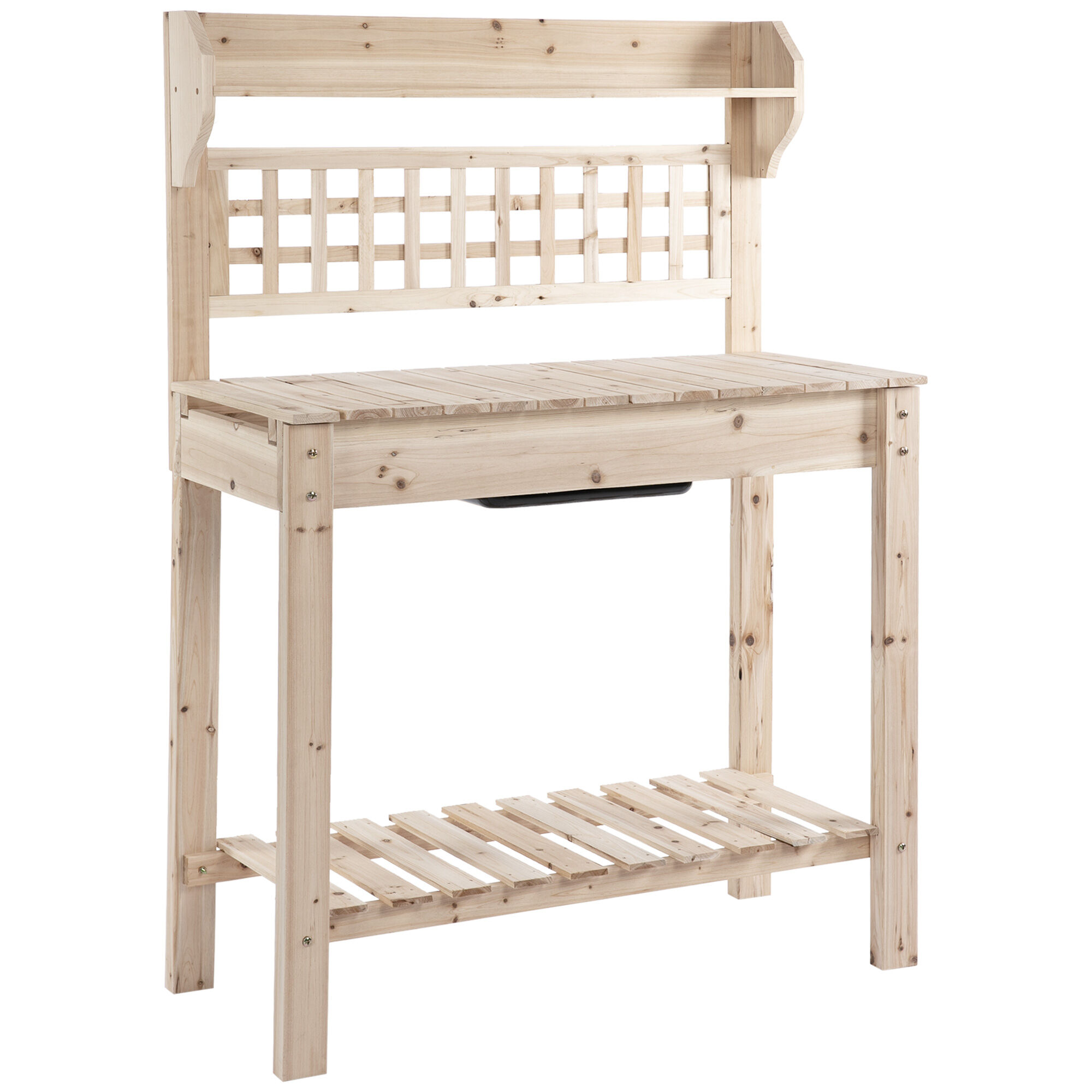 Outsunny Wooden Potting Bench Garden Work Table with Storage Natural Finish   Aosom.com