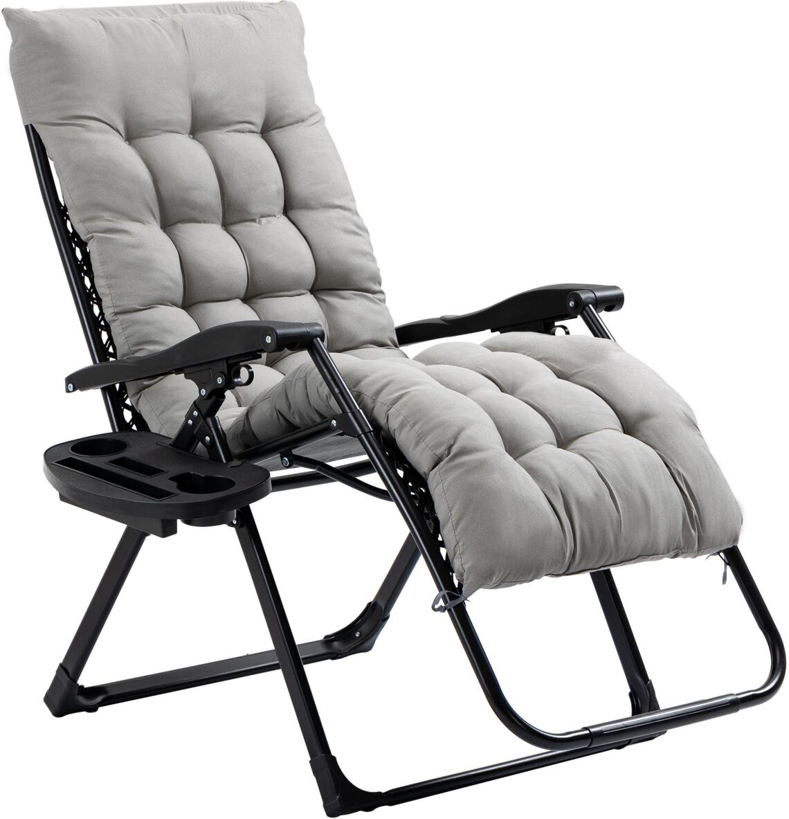 Outsunny Padded Zero Gravity Chairs, Folding Recliner Chair, Patio Lounger with Cup Holder, Adjustable Backrest, Removable Cushion for Outdoor, Patio,