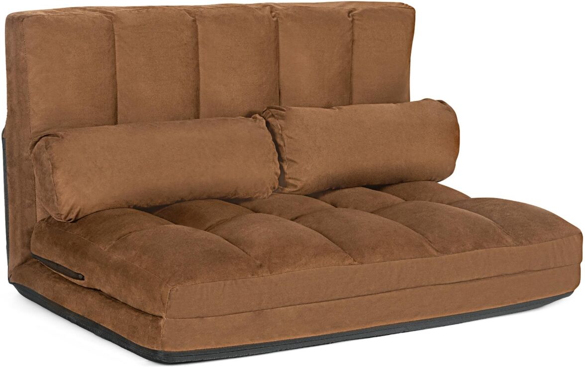 Costway Foldable 6-Position Adjustable Lounge Sofa - Brown