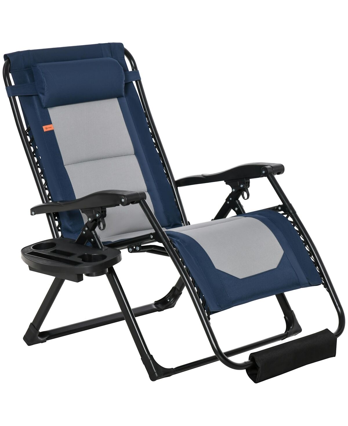 Outsunny Padded Zero Gravity Lounge Chair, Folding Recliner, Outdoor Patio Seating with Cupholder & Tray, Adjustable Reclining Backrest & Footrest w/