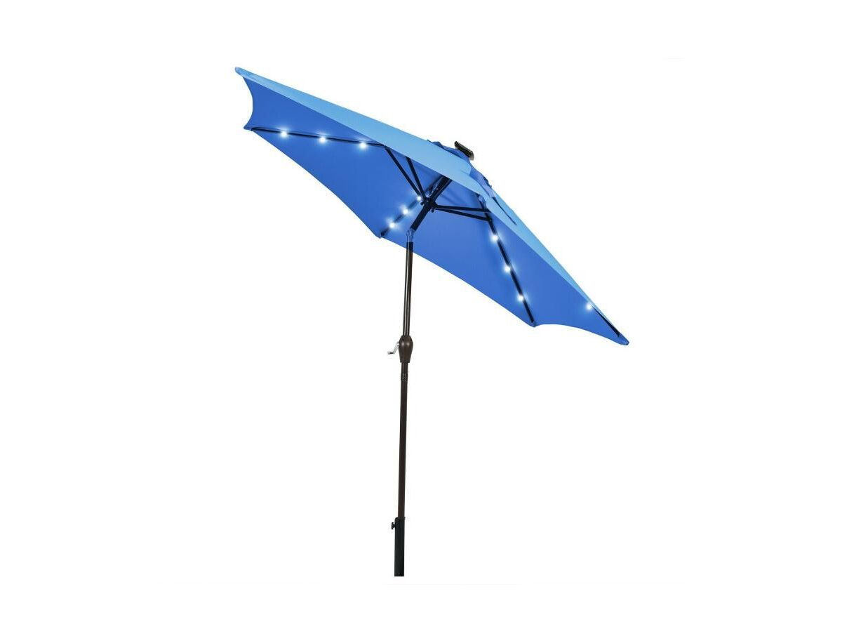 Slickblue 9 ft Solar Led Lighted Patio Market Umbrella Tilt Adjustment Crank Lift - Blue