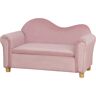 HOMCOM Kindersofa Kindercouch mit Stauraum, Spielsofa für Kinder, Zweisitzer für Kinder 3-5 Jahre aus Niederländischem Vlies, Rosa,84 x 41,5 x 48,5 cm