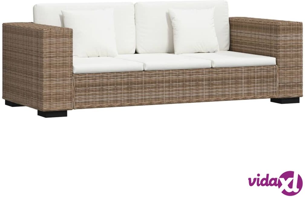 vidaXL Eight Piece 3-Seater Sofa Set Real Rattan