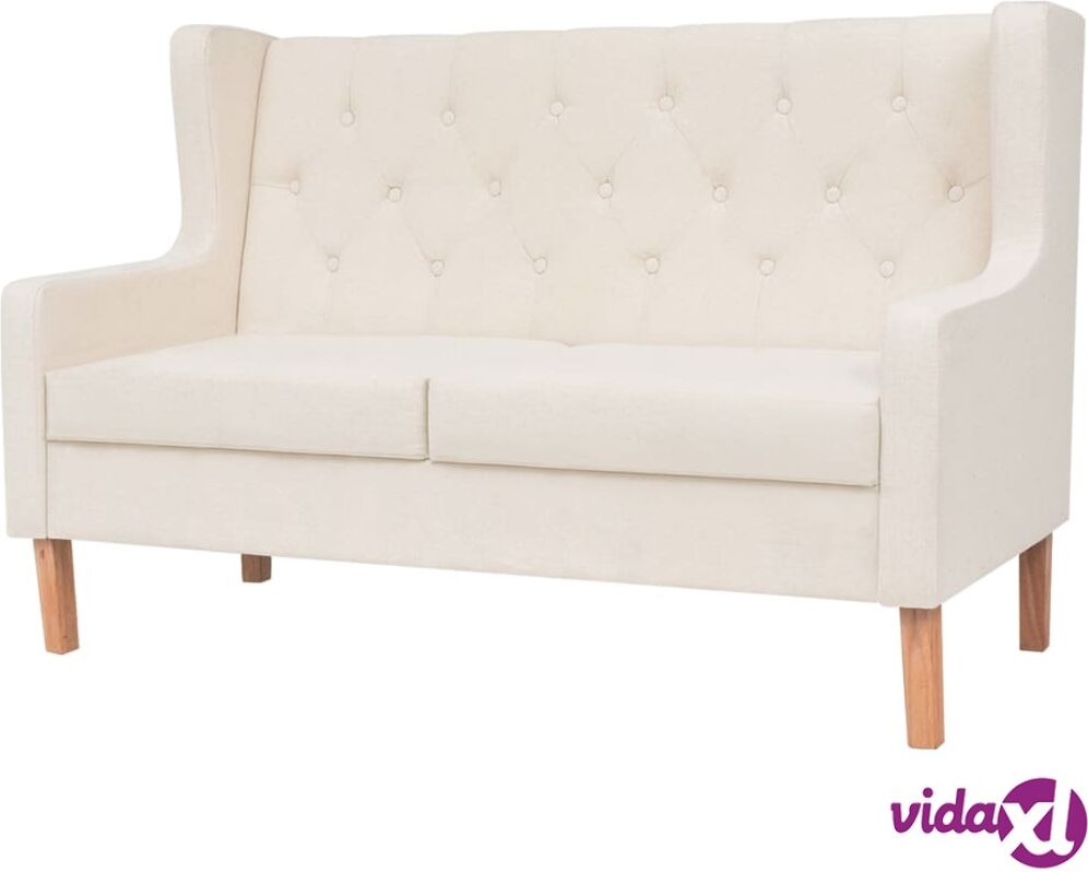 vidaXL 2-Seater Sofa Fabric Cream White