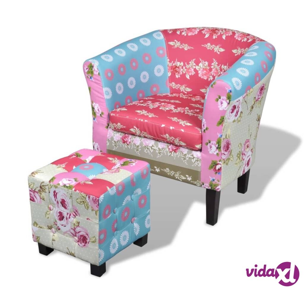 vidaXL Armchair with Footstool Patchwork Design Fabric