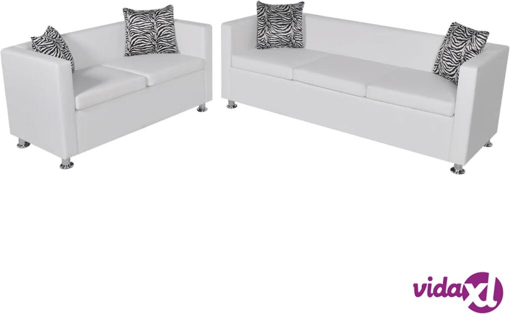 vidaXL Sofa Set Artificial Leather 3-Seater and 2-Seater White