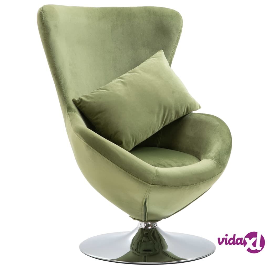 vidaXL Swivel Egg Chair with Cushion Light Green Velvet