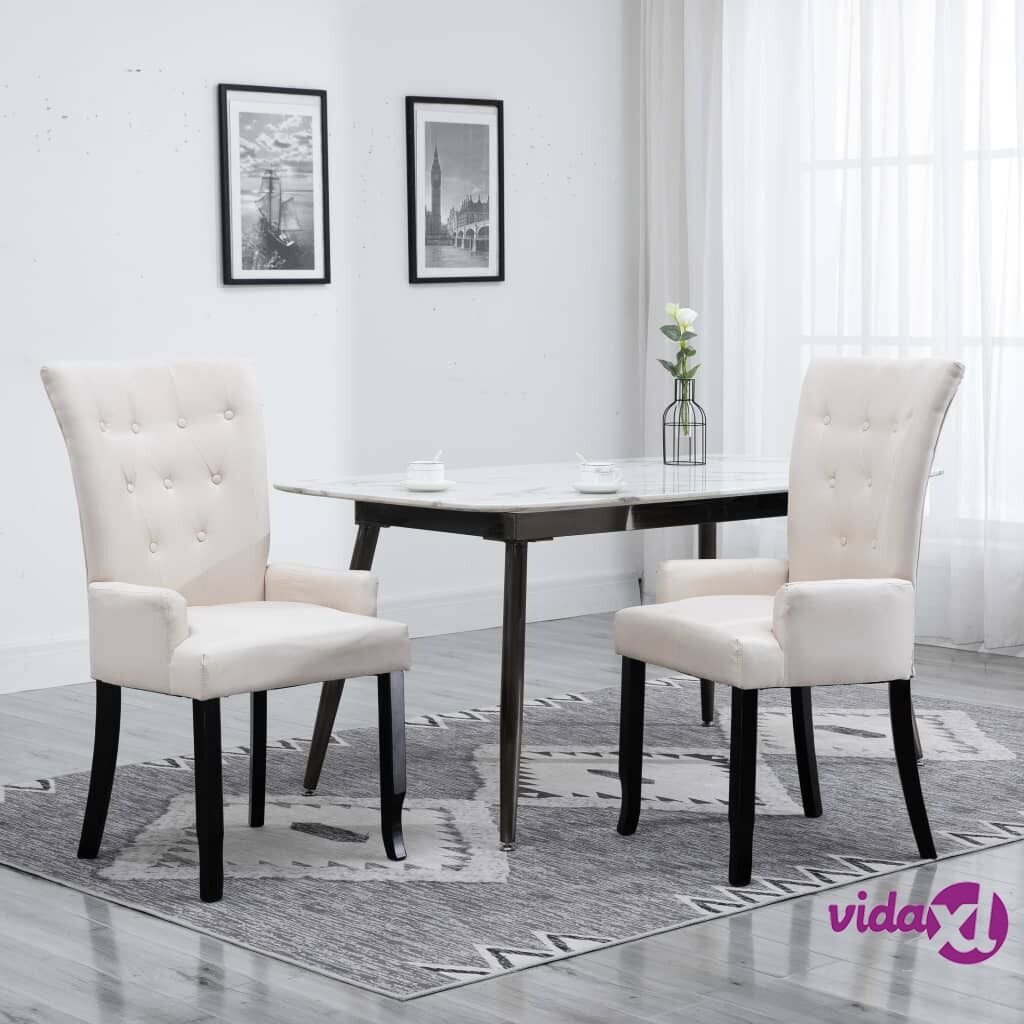 vidaXL Dining Chairs with Armrests 2 pcs Beige Fabric