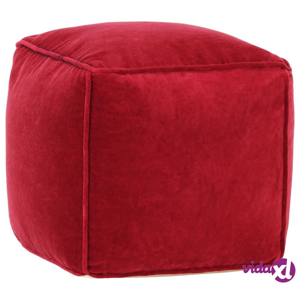 vidaXL Pouffe Cotton Velvet 40x40x40 cm Ruby Red