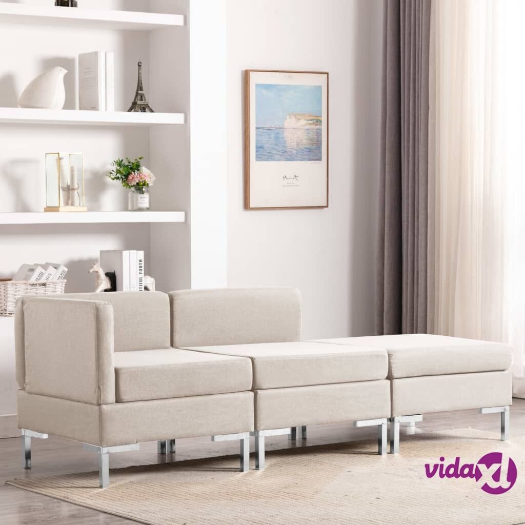 vidaXL 3 Piece Sofa Set Fabric Cream