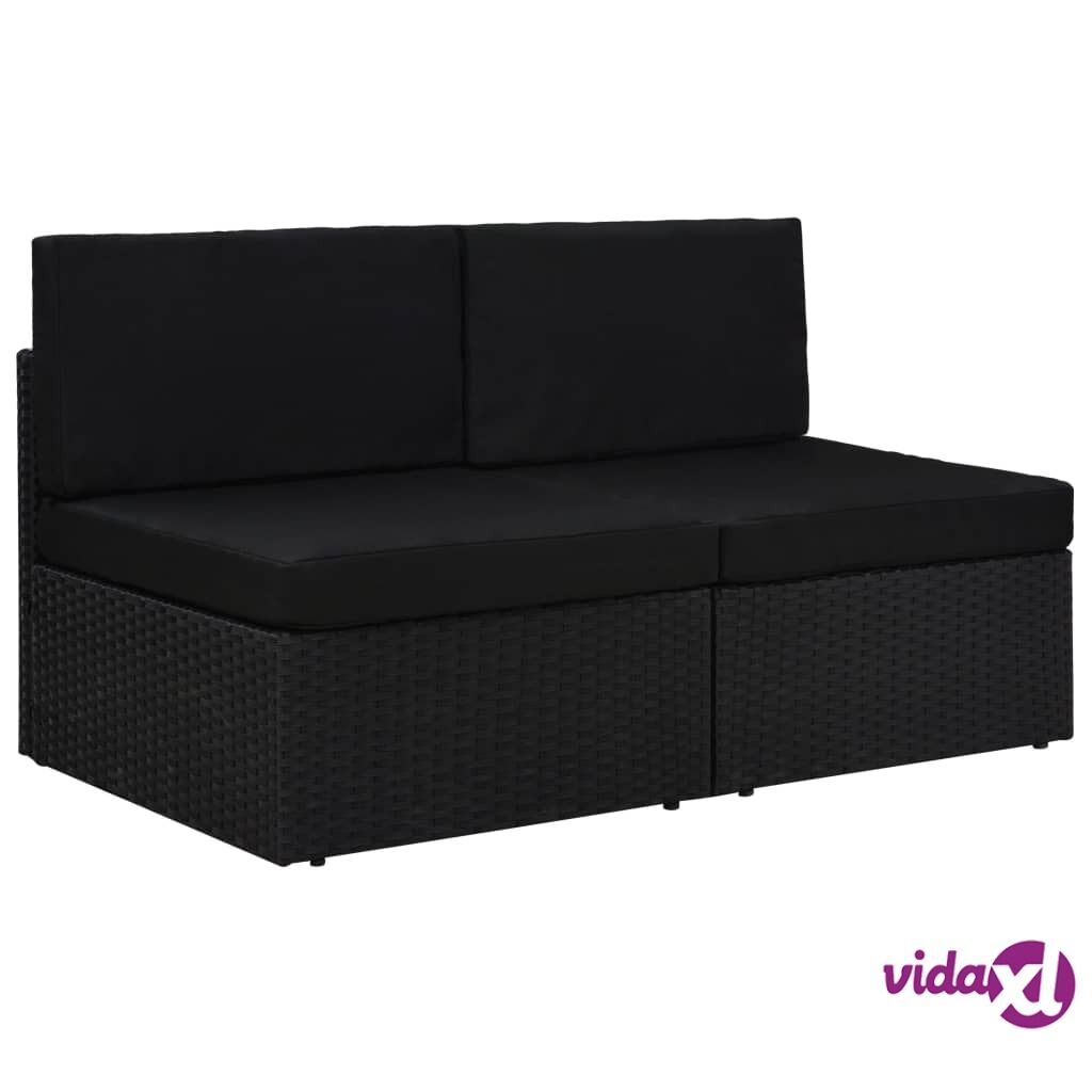 vidaXL Sectional Sofa 2-Seater Poly Rattan Black