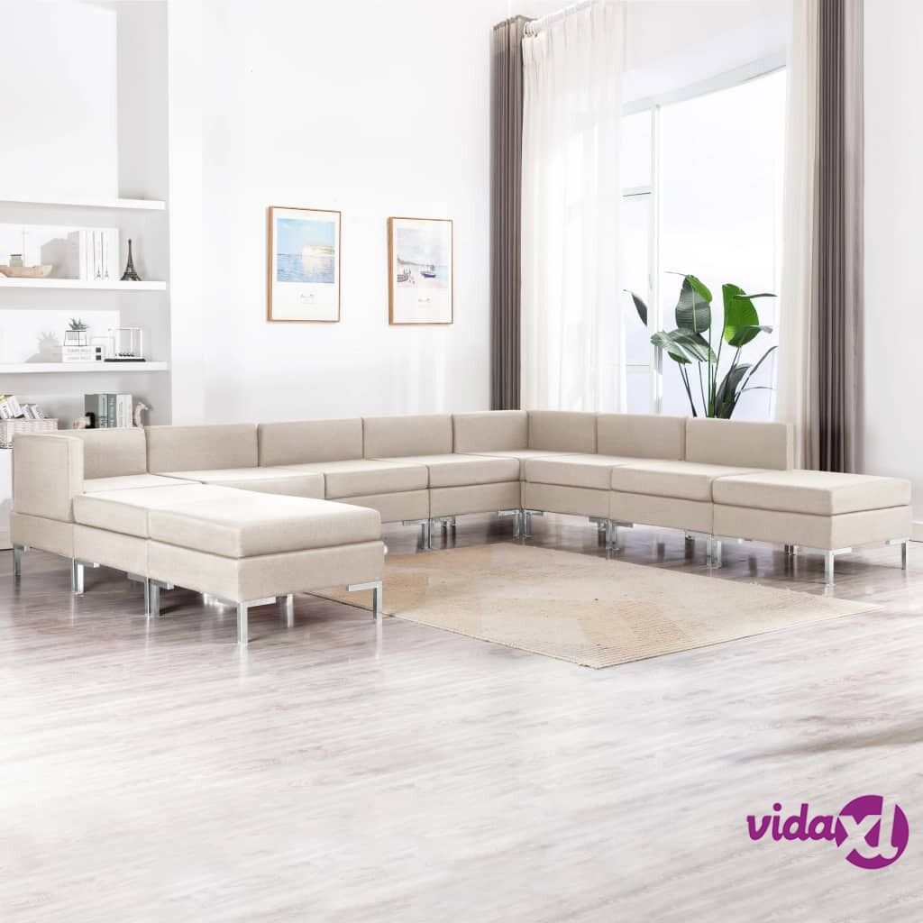 vidaXL 10 Piece Sofa Set Fabric Cream