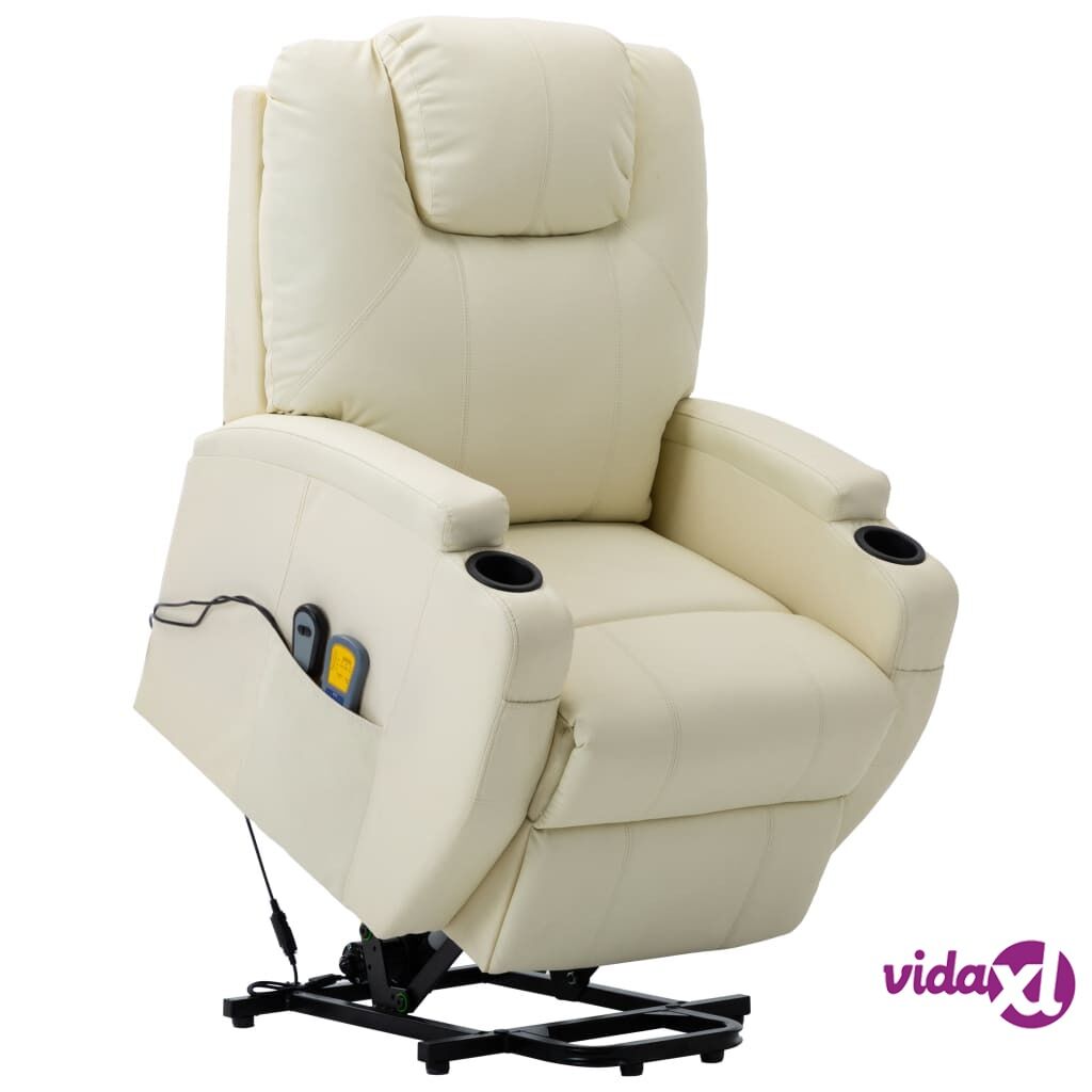 vidaXL Massage Stand-up Chair Cream White Faux Leather