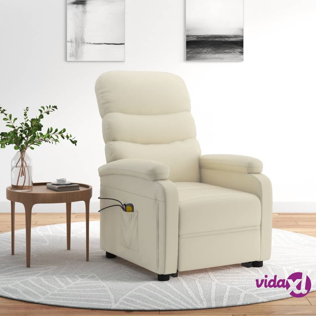 vidaXL Stand-up Massage Recliner Cream White Faux Leather