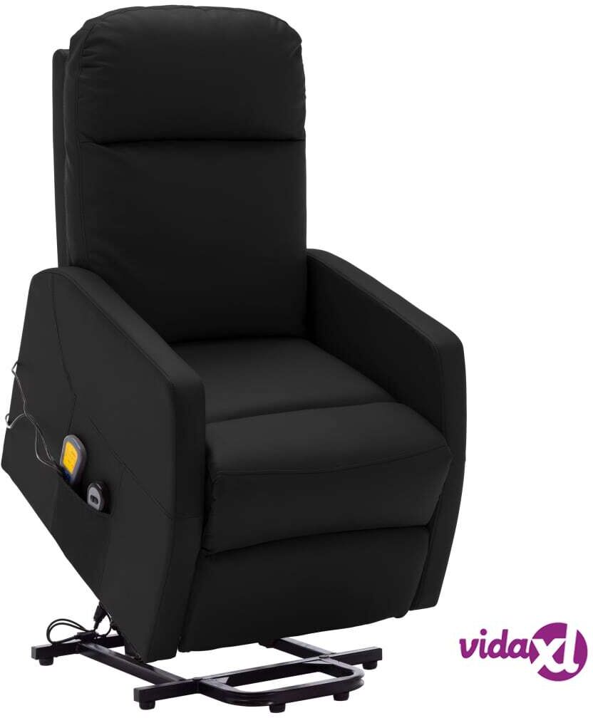 vidaXL Stand-up Massage Recliner Black Faux Leather