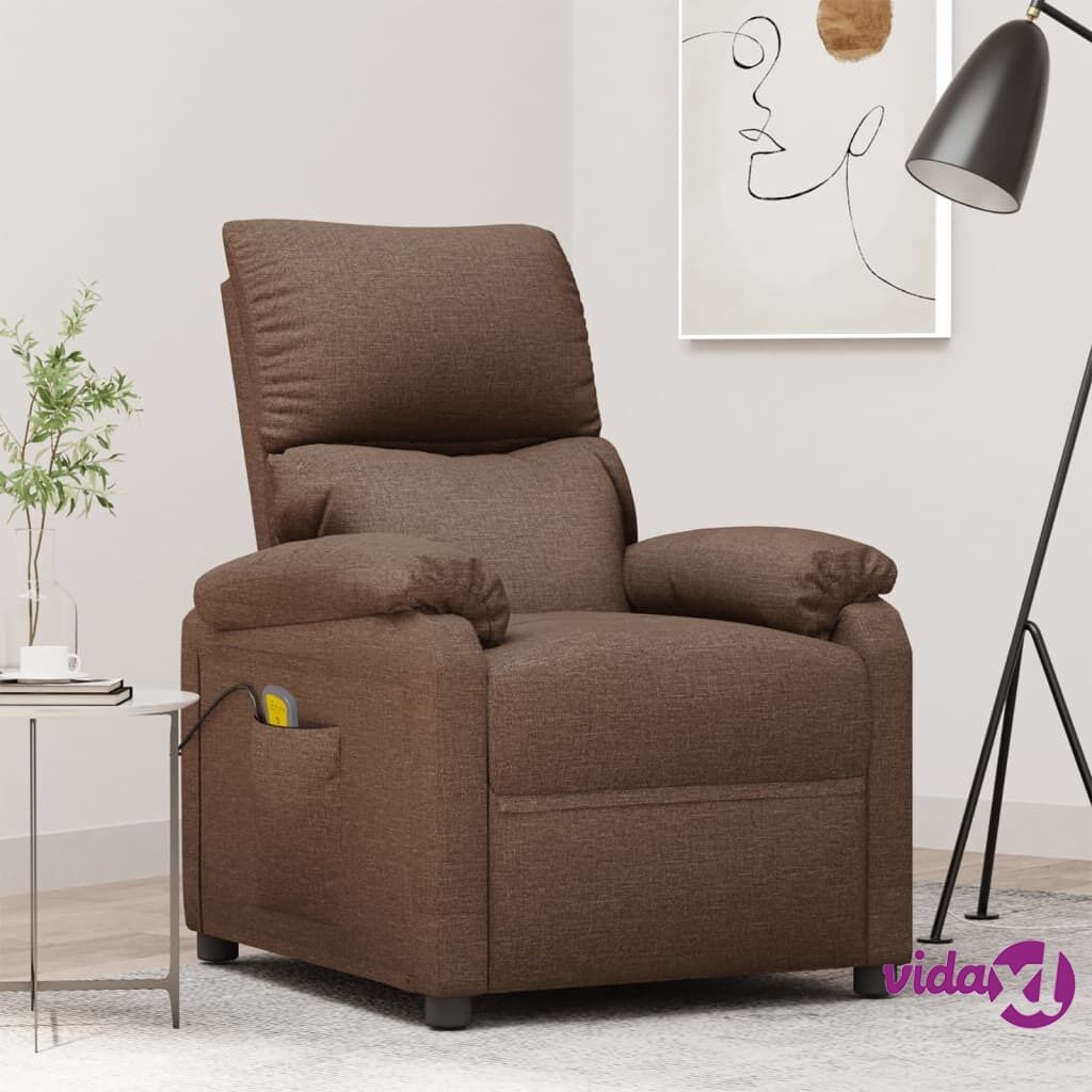 vidaXL Massage Recliner Brown Fabric