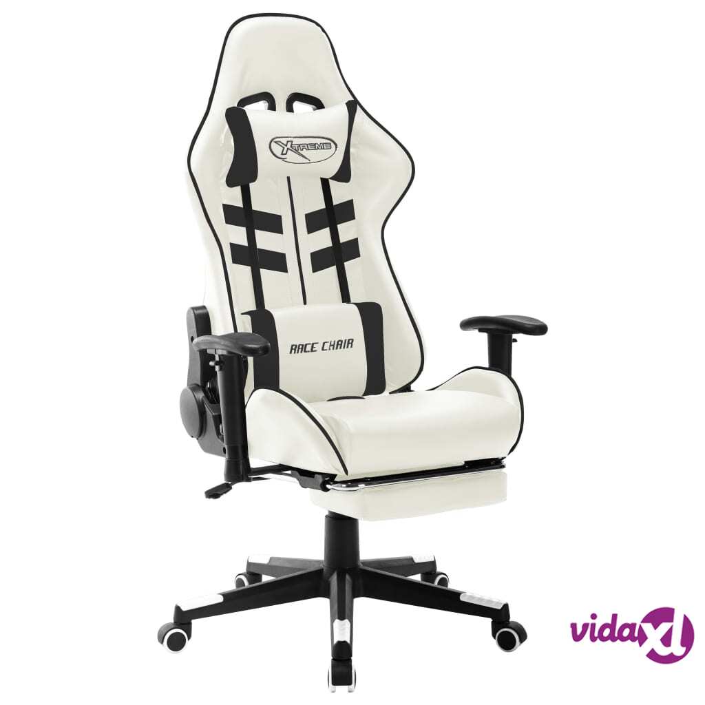 vidaXL Gaming Chair White and Black Artificial Leather