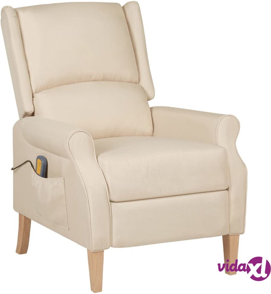 vidaXL Massage Reclining Chair Cream Fabric