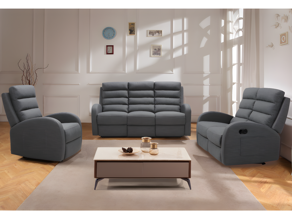 Vente-unique.be Fauteuil relax en tissu GIORGIA - Gris