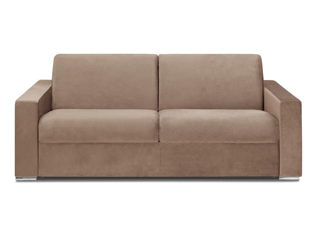 Vente-unique.be Canapé 4 places convertible express en velours CALITO - Beige - Couchage lattes larges 160 cm - Matelas 22 cm