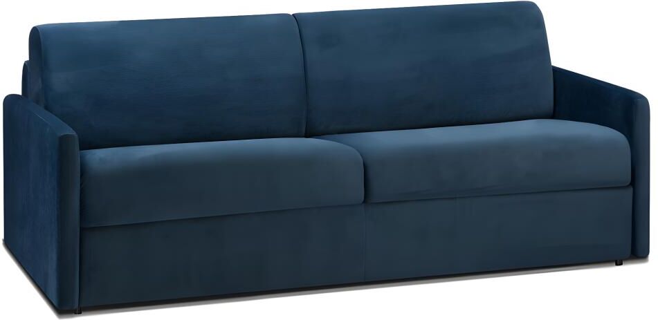 Vente-unique.be Canapé 4 places convertible express en velours CALIFE - Bleu nuit - Couchage 160 cm - Matelas 22 cm